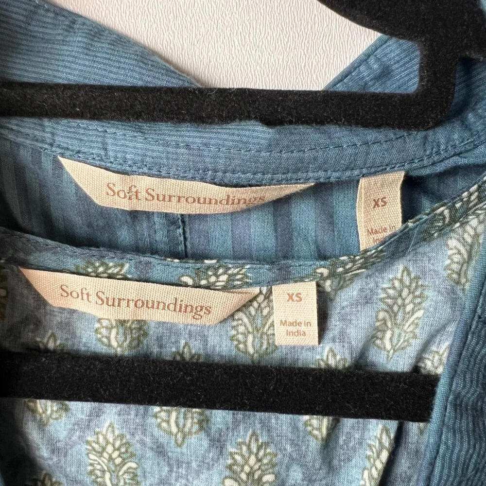 Soft surroundings 2 piece blue top‎ women’s size XS